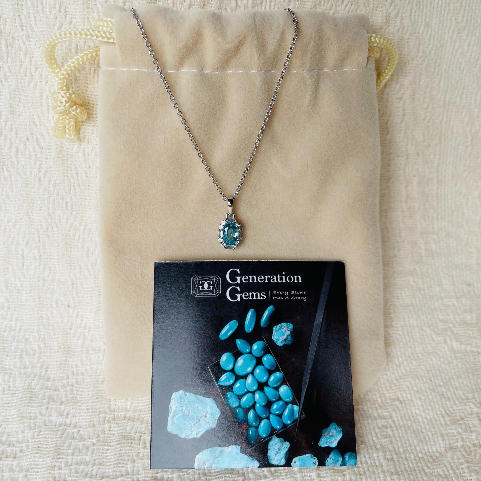 Blue Topaz & Diamond Pendant Necklace 925 Sterling Silver 18 to 20 inches – NEW!