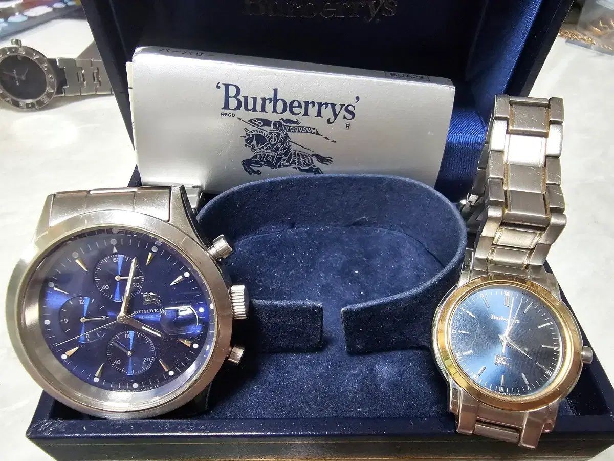 Burberry watch 2 piece set blue dial denim version metal watch