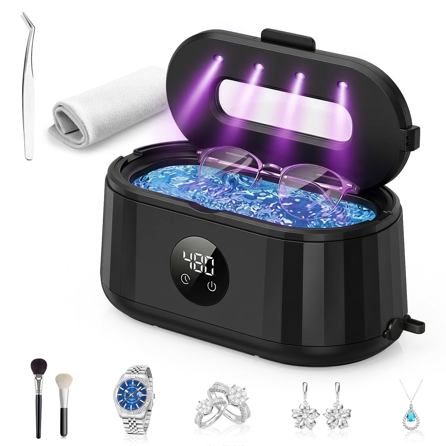 Ultrasonic Jewelry Cleaner, 50Khz Ultrasonic Cleaner Machine for Jewelry, Eyegla