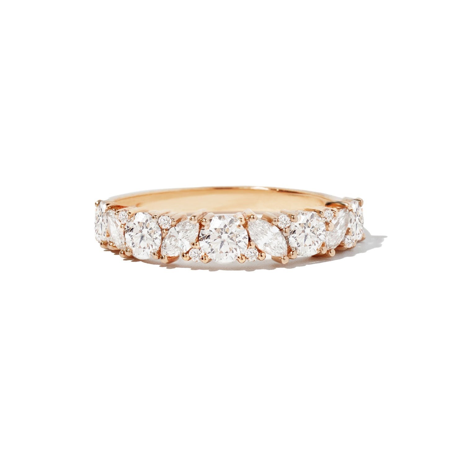 1.09 CT Round & Marquise Cut VVS1 Moissanite Wedding Band 14K Yellow Gold Plated