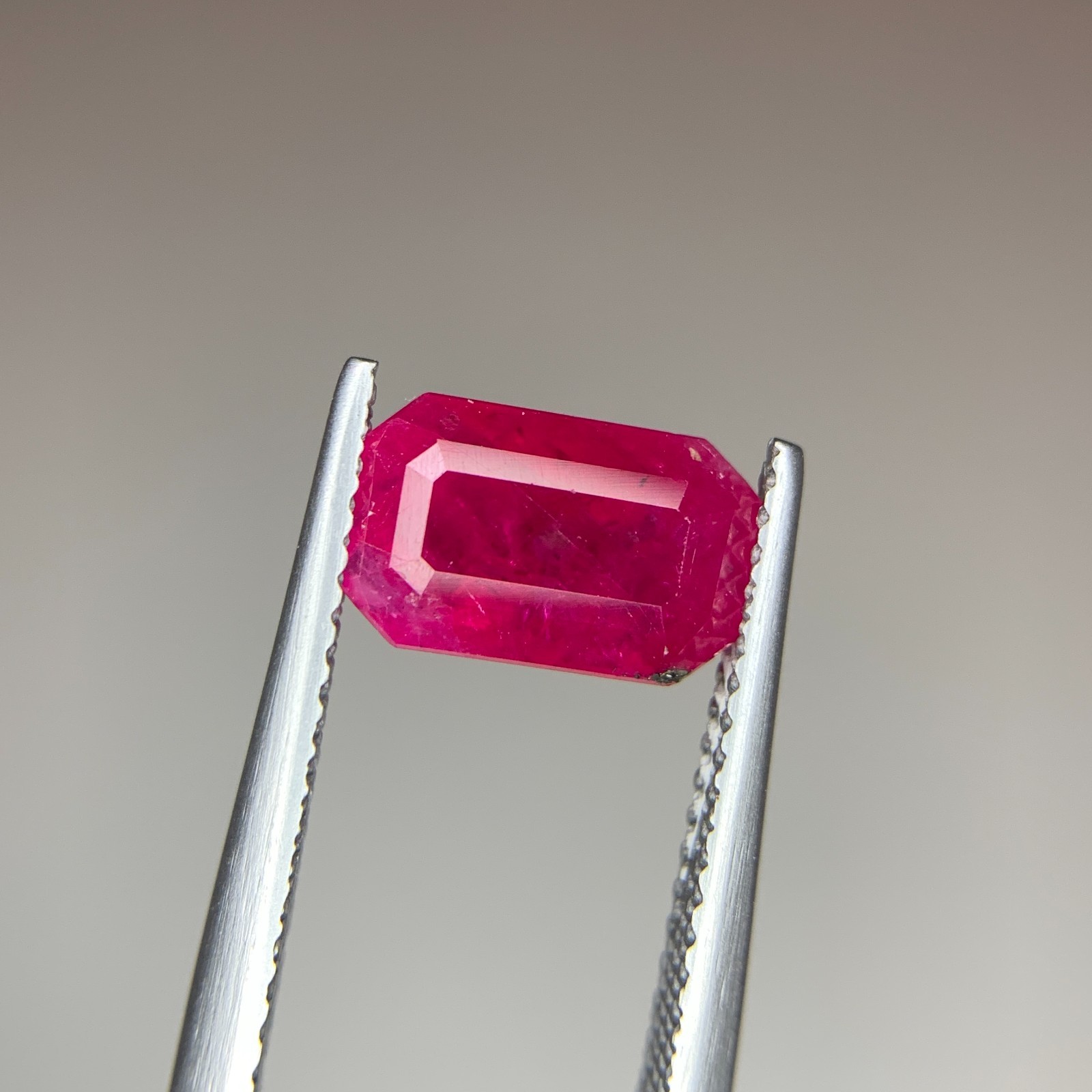Natural Red Ruby Gemstone 2.56 Carat from Afghanistan Faceted Emerald Cut Loose