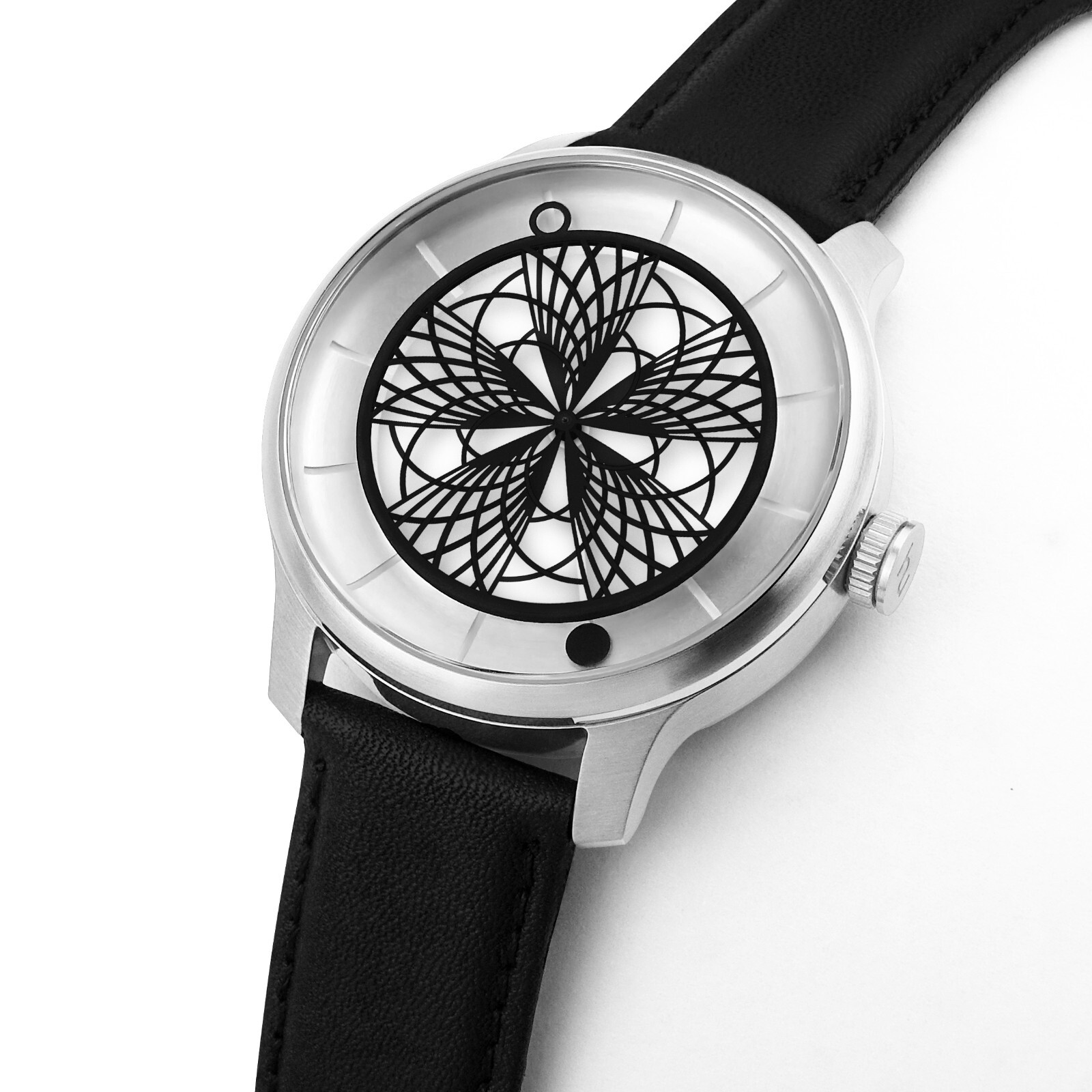 Humism Hwan Automatic Steel Sapphire White Black Leather 3D Unisex Watch