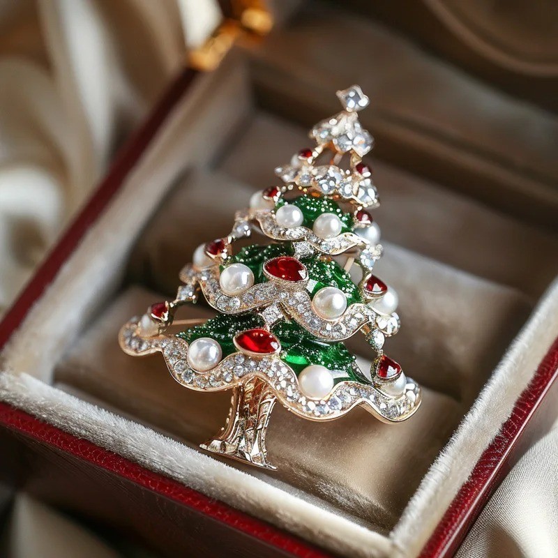 Vintage Crystal Baroque Christmas Tree Brooch Pin Jewelry Gift Accessories New