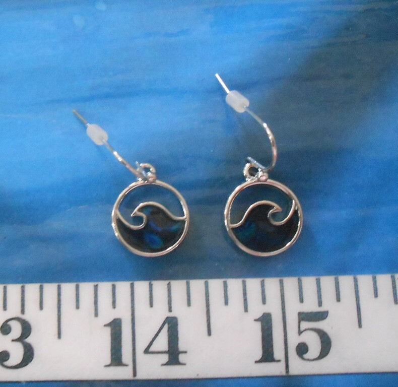 ~ Iridescent Blue Paua Seashell Earrings ~ Ocean Waves ~ Nickel-Free Hooks ~