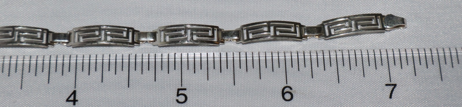 Vintage Sterling Silver Delicate Greek Key Link Bracelet 7.25″ 3.8 grams