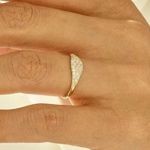Art Deco Style Round Cut Lab Created Diamond Engagement 14k Yellow Gold FN Ring