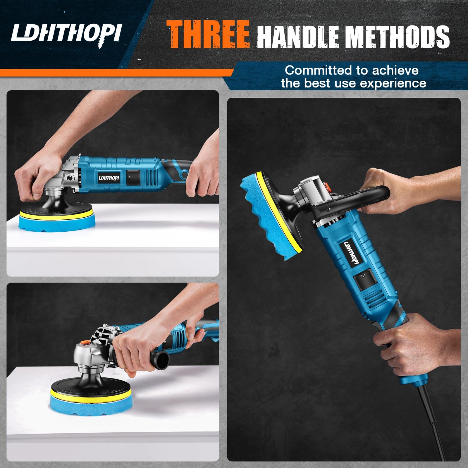 Ldhthopi Buffer Polisher 1600W 7 Inch/6 Inch Rotary Buffer Polisher Waxer 7
