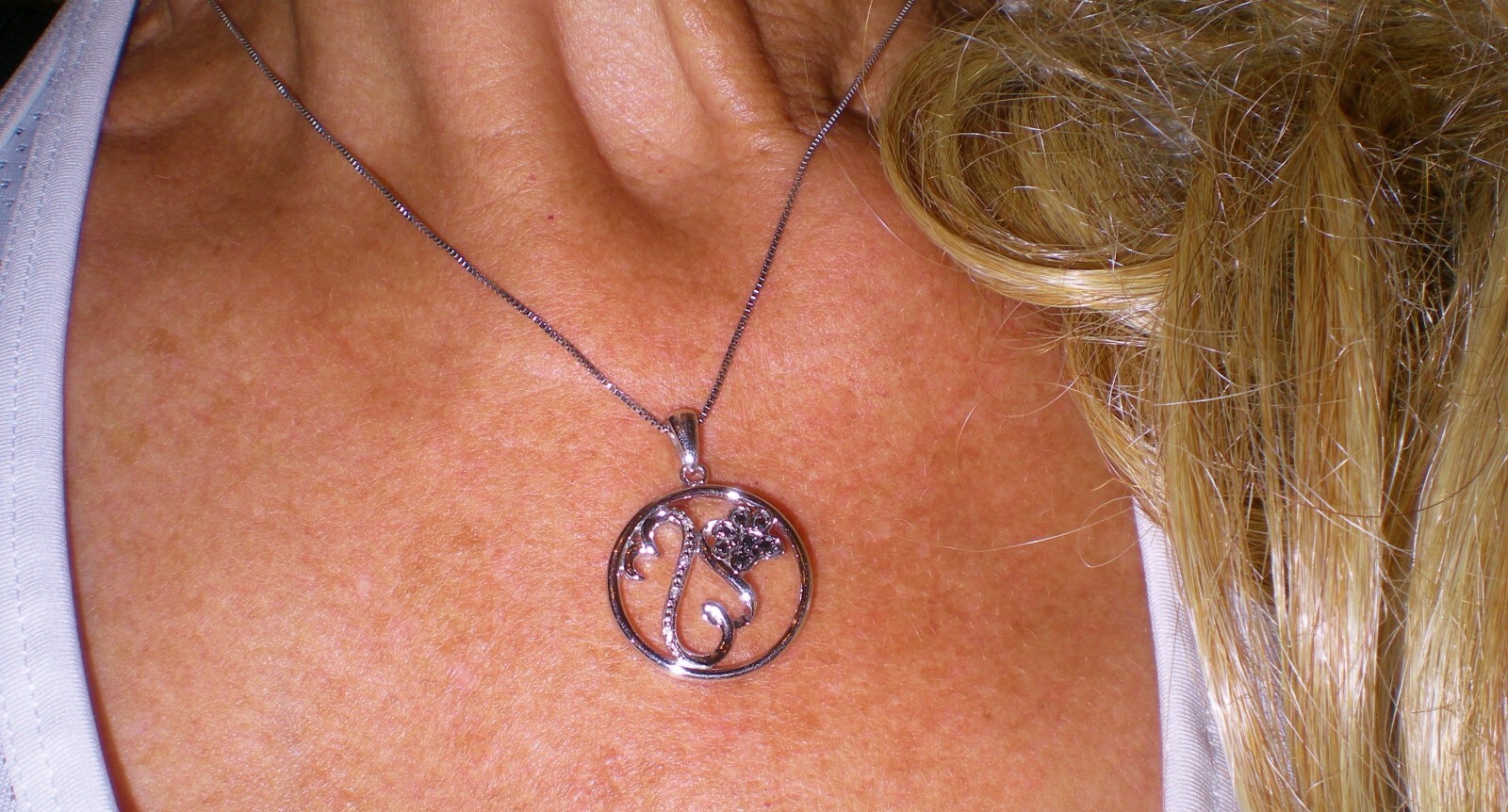 Jane Seymour Open Hearts SS PAW PRINT BLK/WHT Diamond Necklace 🐾 KAY 🐾 RARE!