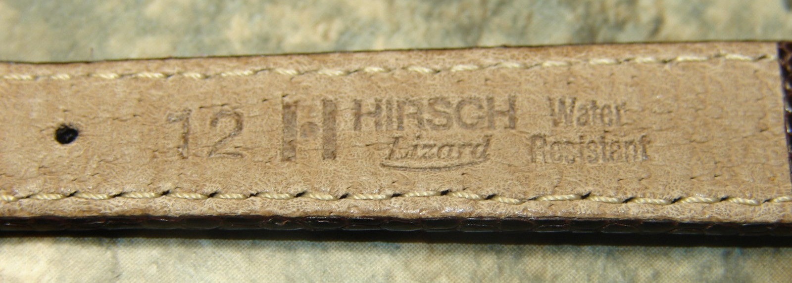 12mm Hirsch Genuine Lizard Leather Stitched Brown Reptile Watch Band,Ladies,NOS