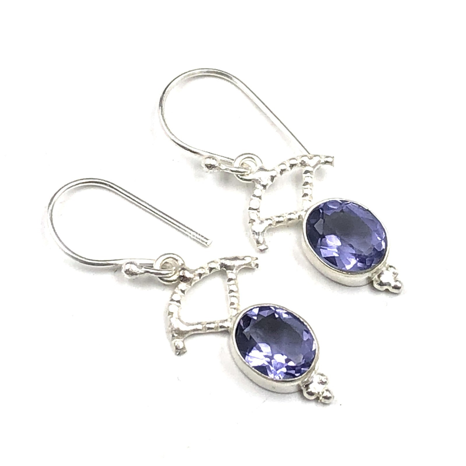 925Sterling Silver Iolite Gemstone Earrings Handmade Jewelry 1.5″ For Girlfriend