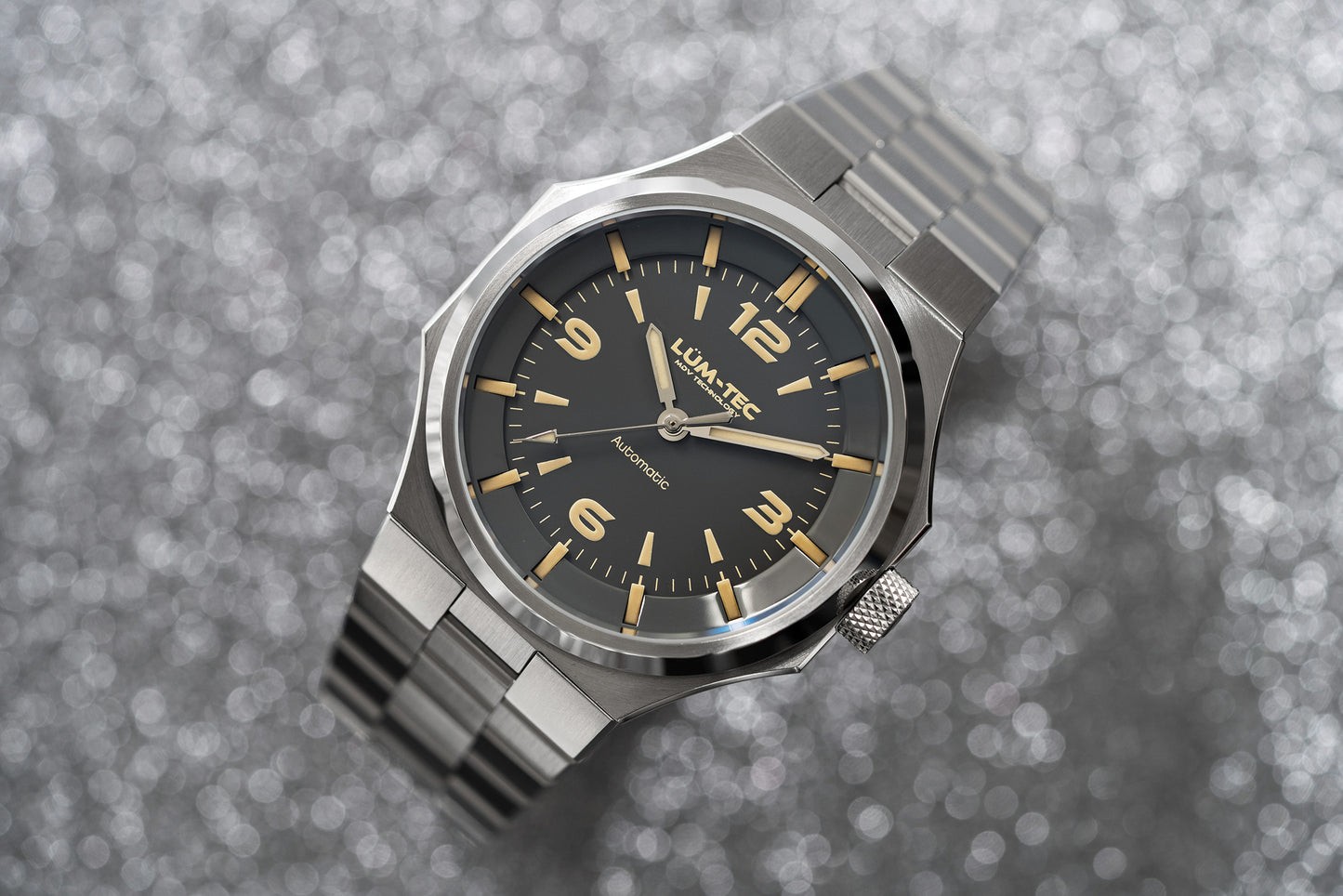 Lum-Tec Mens Automatic Watch 42mm Eclipse E1 Gray Dial Hi Precision Miyota 9039