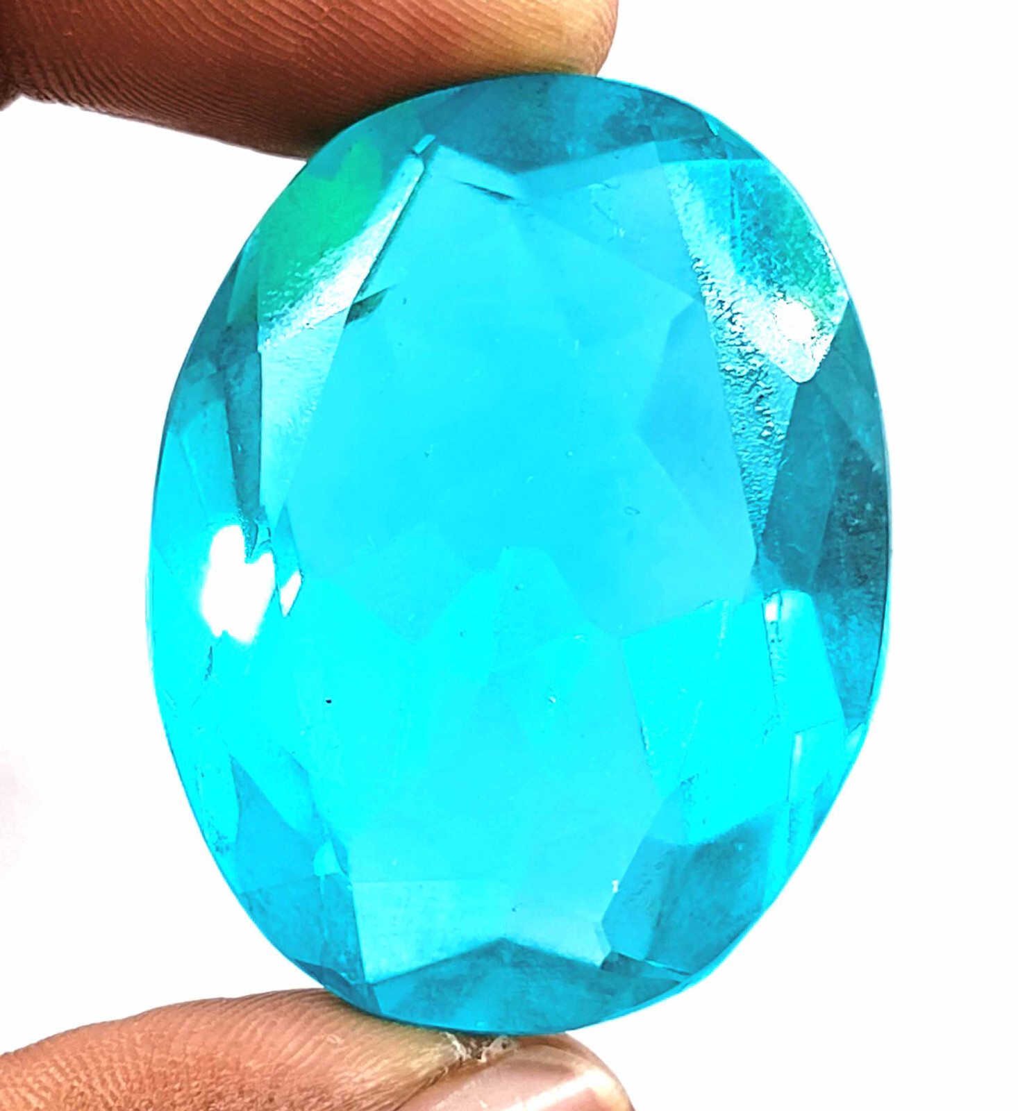 120Ct EGL Certified Sky-Blue Aquamarine Transparent Brazil Oval Cut Gemstone AKN