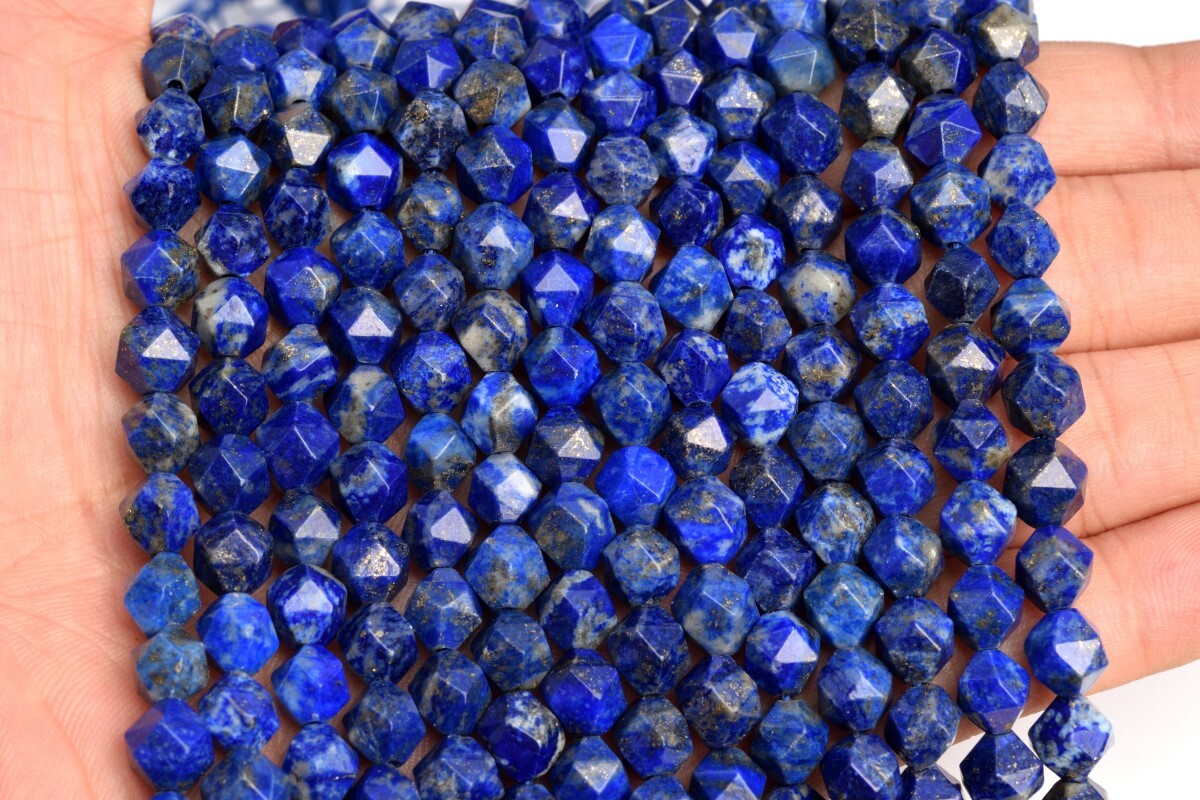 Deep Blue Lapis Lazuli Star Cut Faceted Grade A Loose Beads 5-6MM 7-8MM 9-10MM