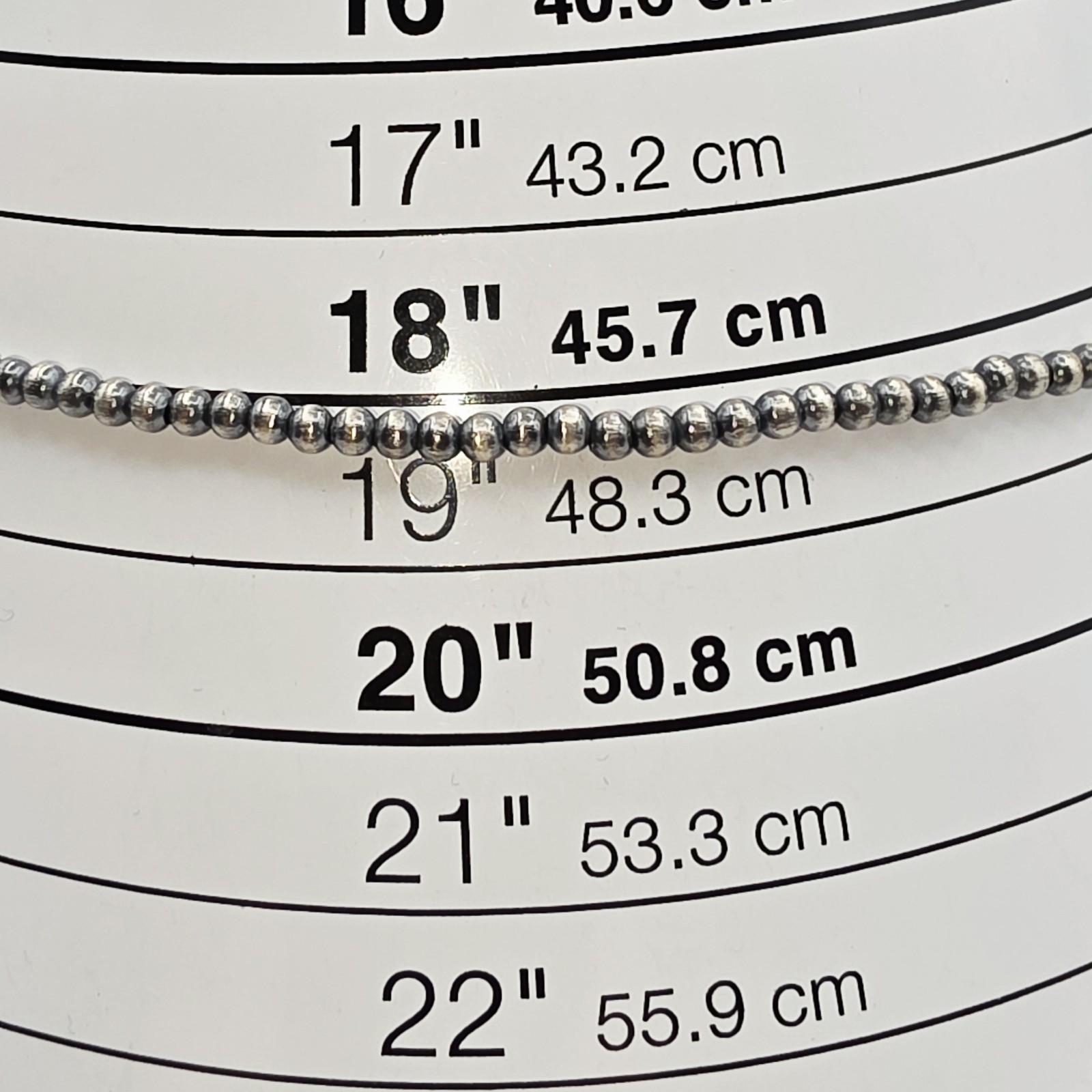 Navajo Style Pearl Beaded Necklace 3mm Silver Plated 18” Adjustable NWT