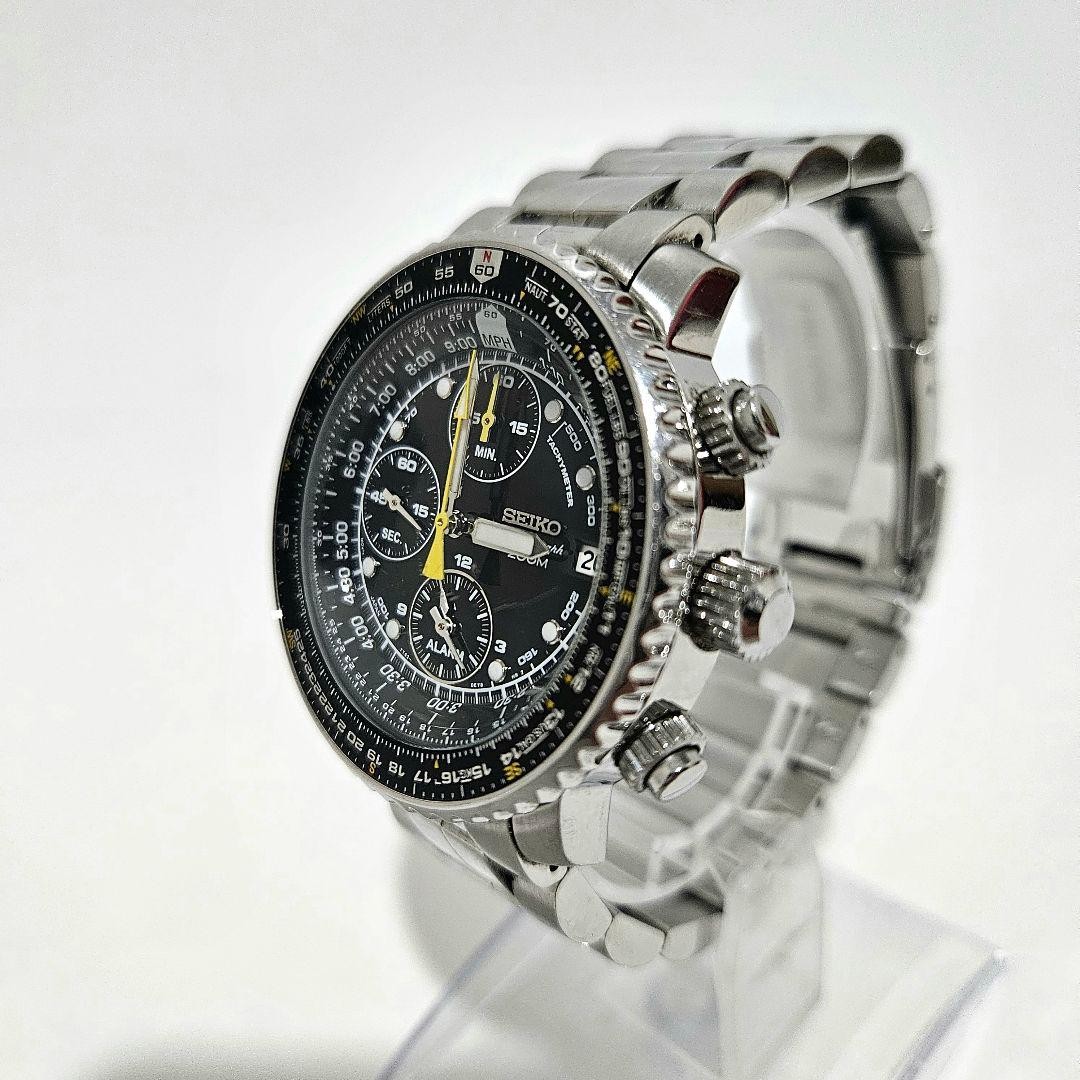 Seiko SNA411P1 42mm 17cm Alarm Hardlex Crystal Running Chronograph Quartz Mens