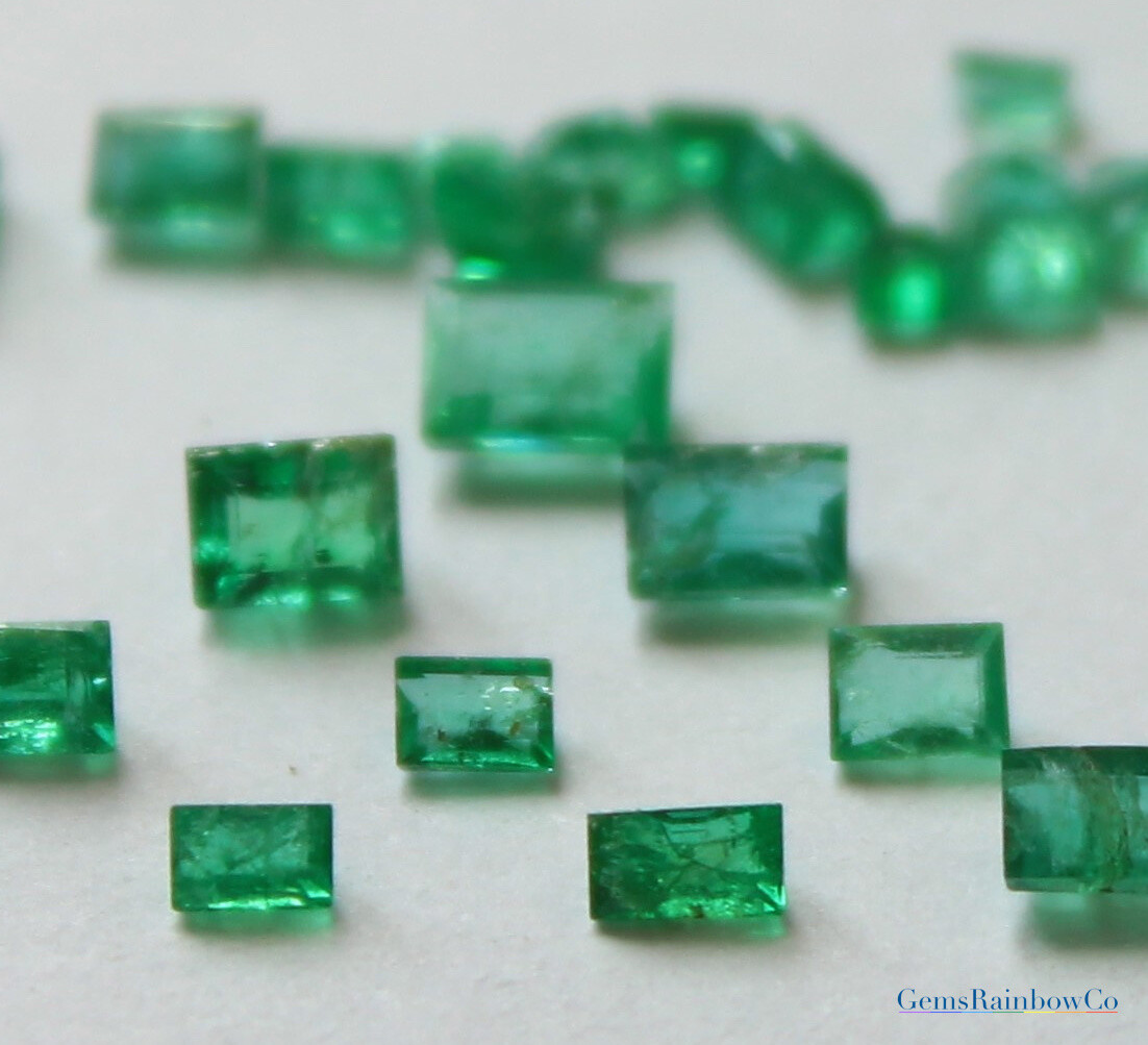 Natural Zambian Emerald Baguette, Green colour, 2×1.5mm to 4x3mm, #446