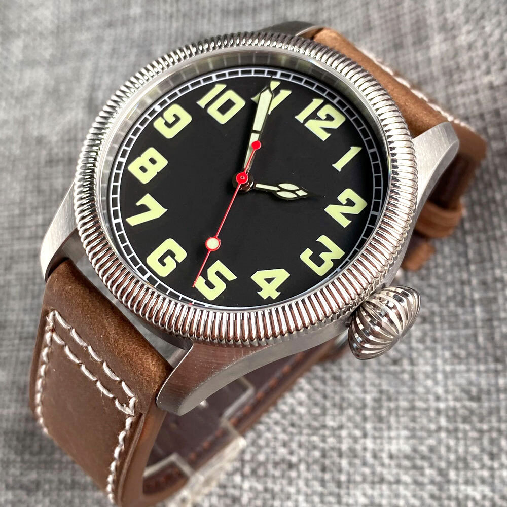 Tandorio 39mm Coin Bezel Pilot Black/Beige 20ATM Diver NH35 Automatic Men Watch