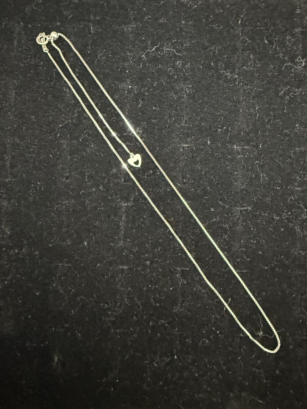 Platinum Box Chain 19” Adjustable Length With Heart Charm