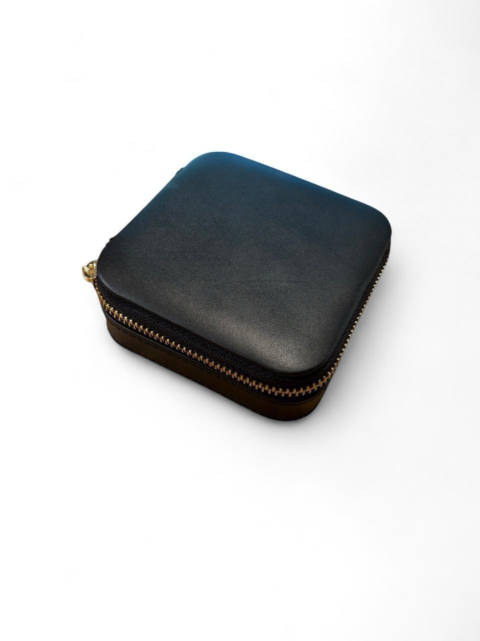 Quince Leather Jewelry Travel Case In Black with Gold Hardware