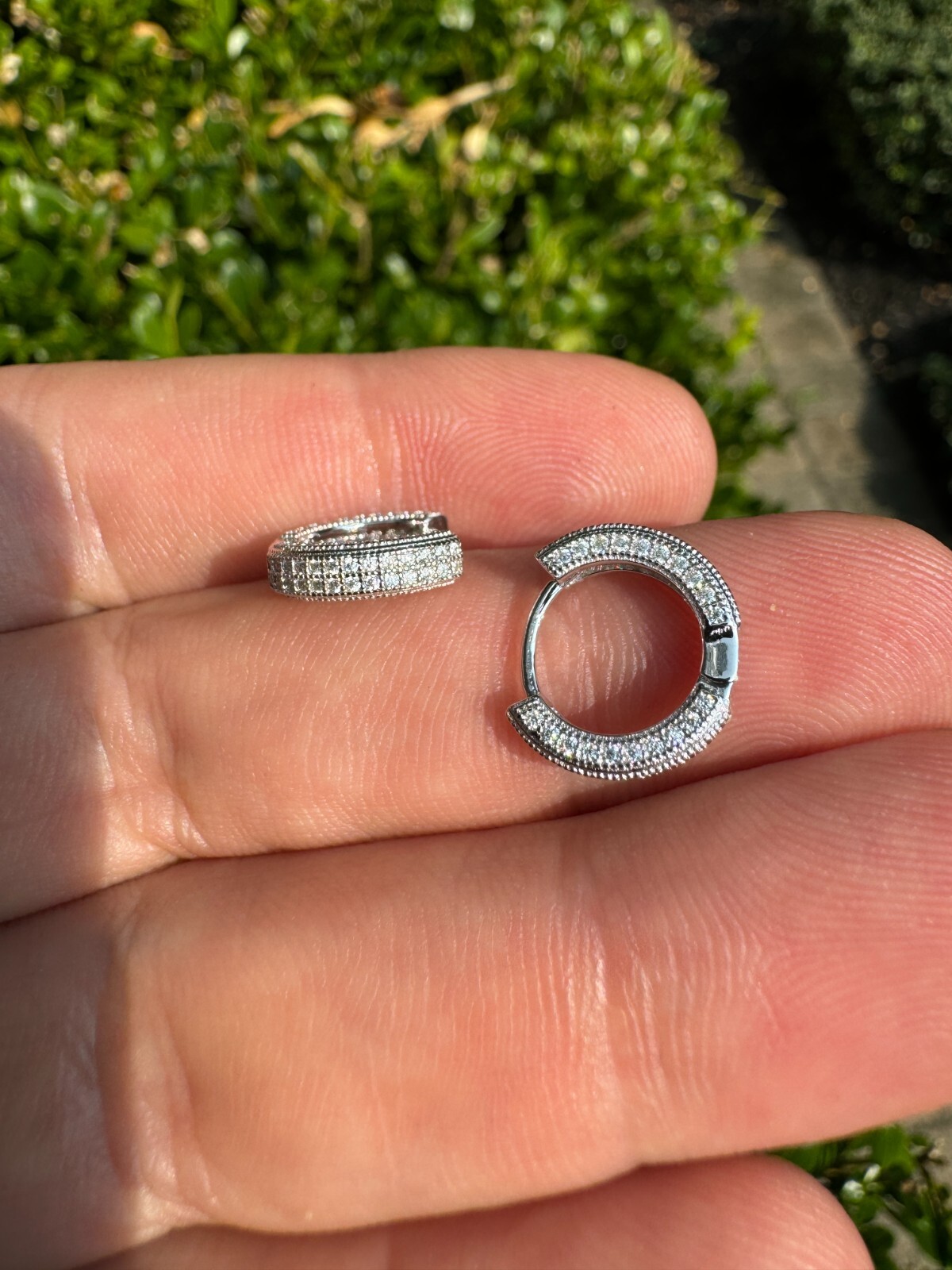 Moissanite Real 925 Silver Small Huggie Hoop Earrings 12mm Mens Ladies Hoops