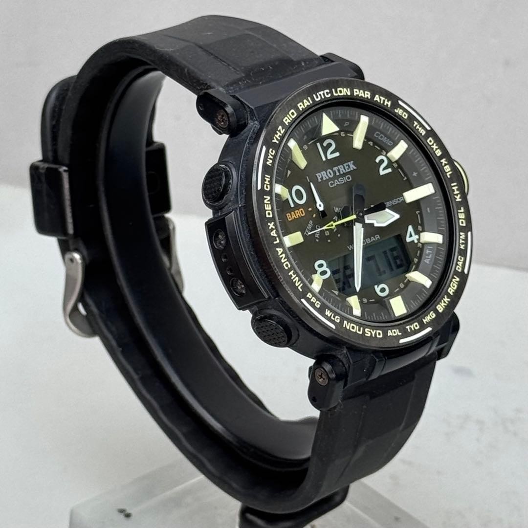 Excellent Condition PROTREK PRG 650YL Tough Solar Black Ana Digi Working