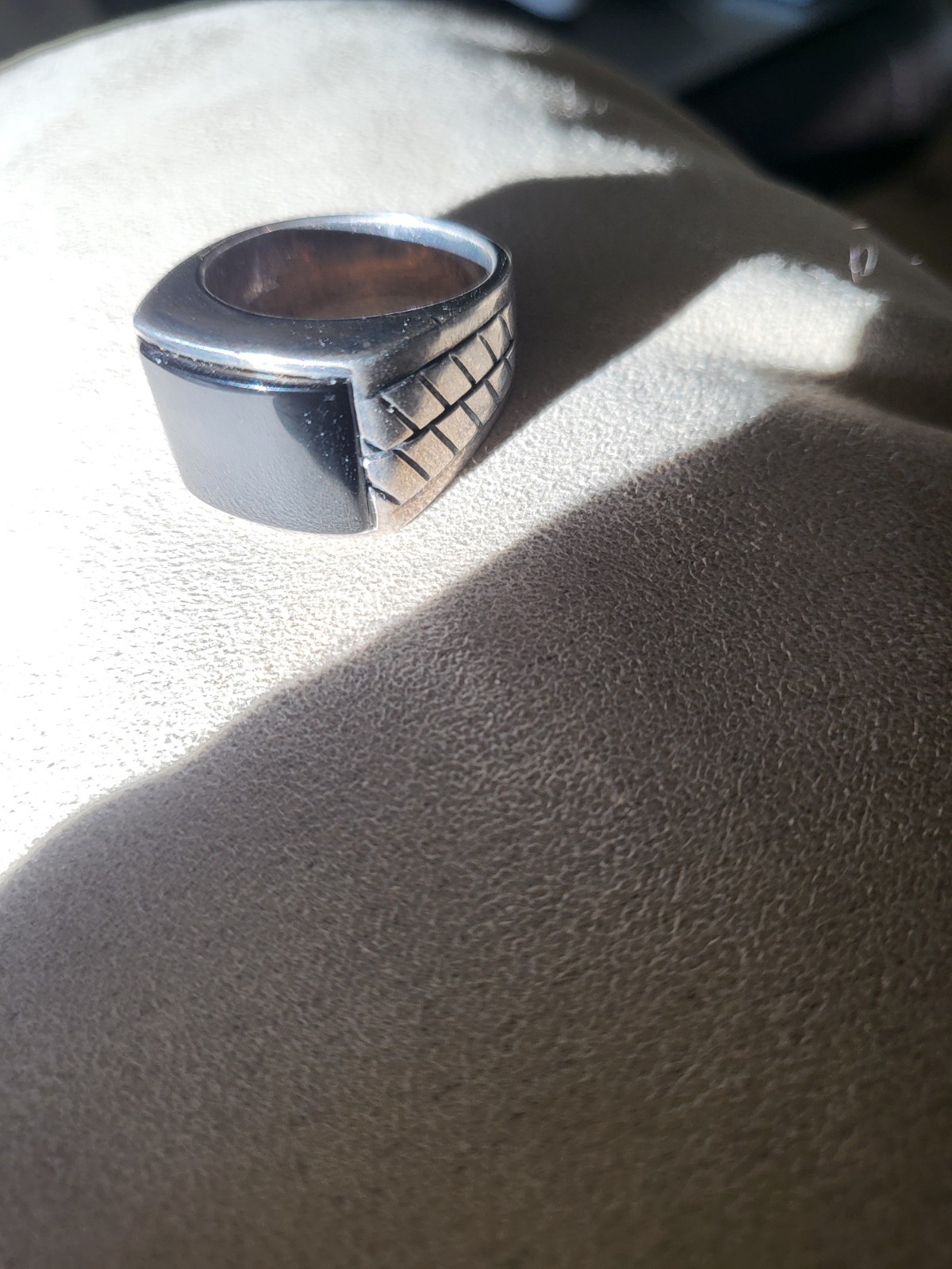 Heavy Ring T&C 925 Sterling Silver Black Onyx, 25.5 G, Size 10.5