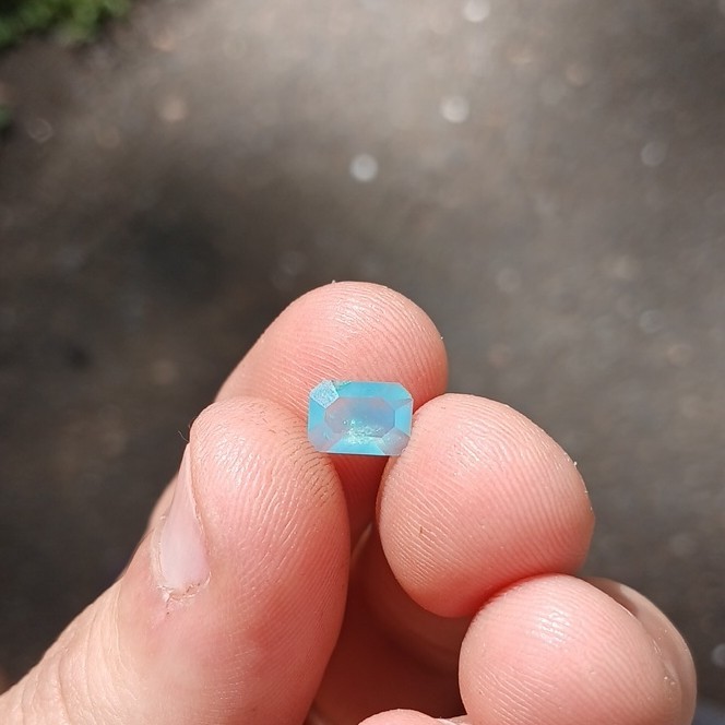 Rectangular Cut Blue Gem Silica 0.95ct Gemstone USA(READ DESCRIPTION)