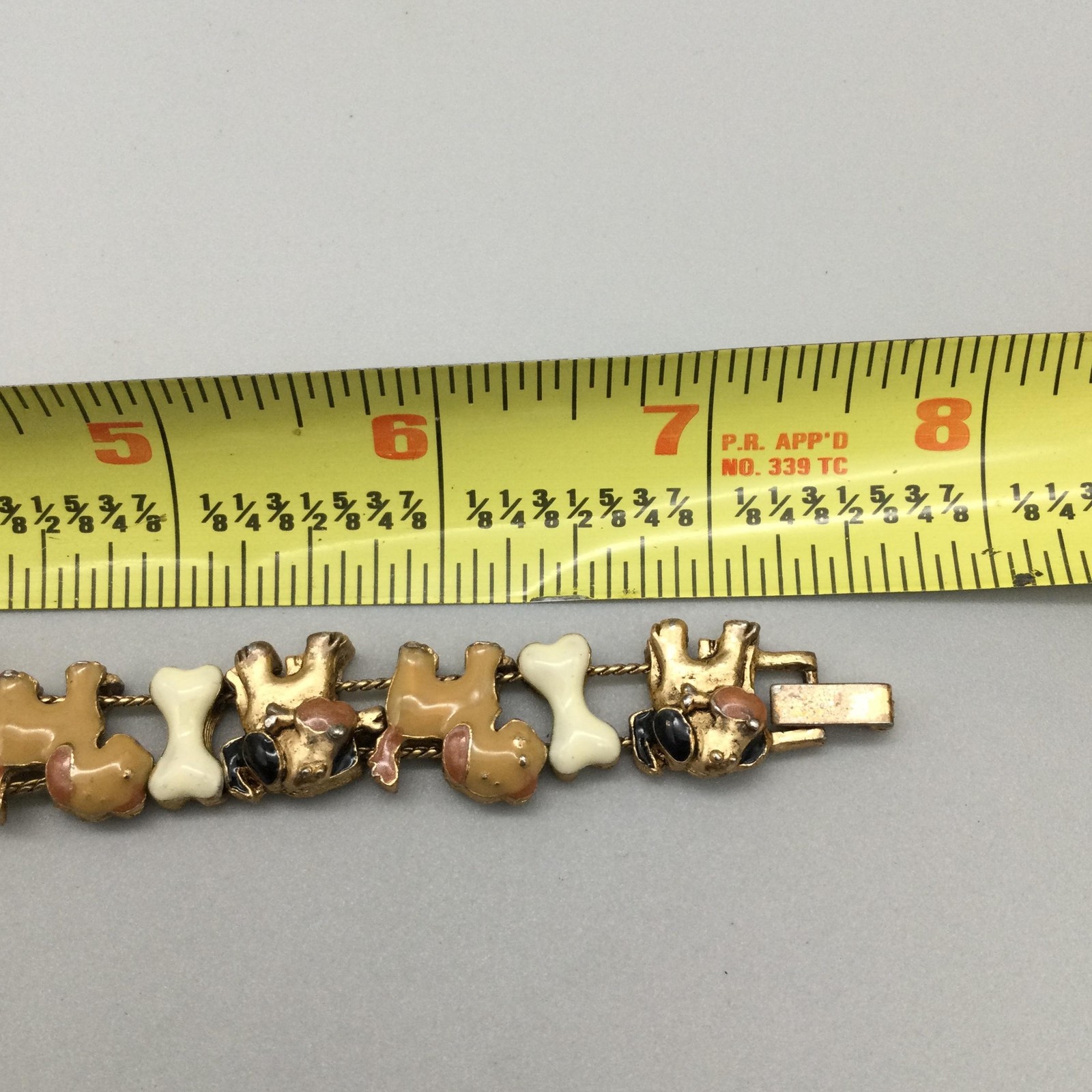 Vtg Jennie B Dog Watch 24mm Womens Slide Charm Bracelet New Battery 7.5″