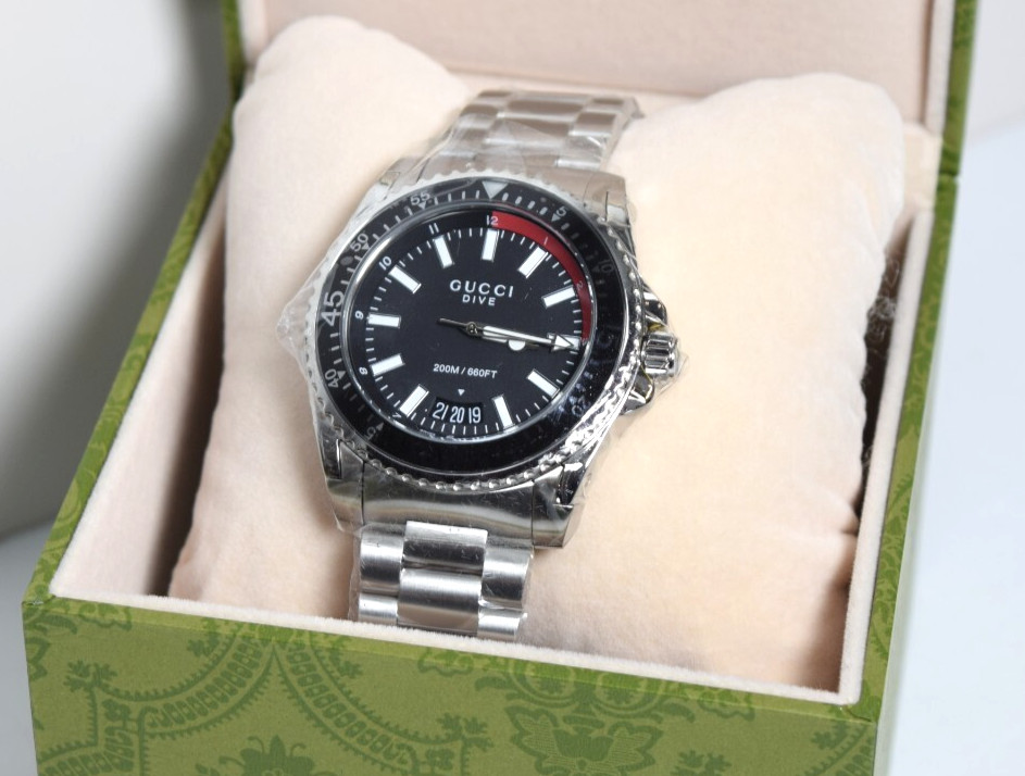 ​GUCCI Dive YA136212 Black Stainless Steel Men’s Watch 45MM – Brand New