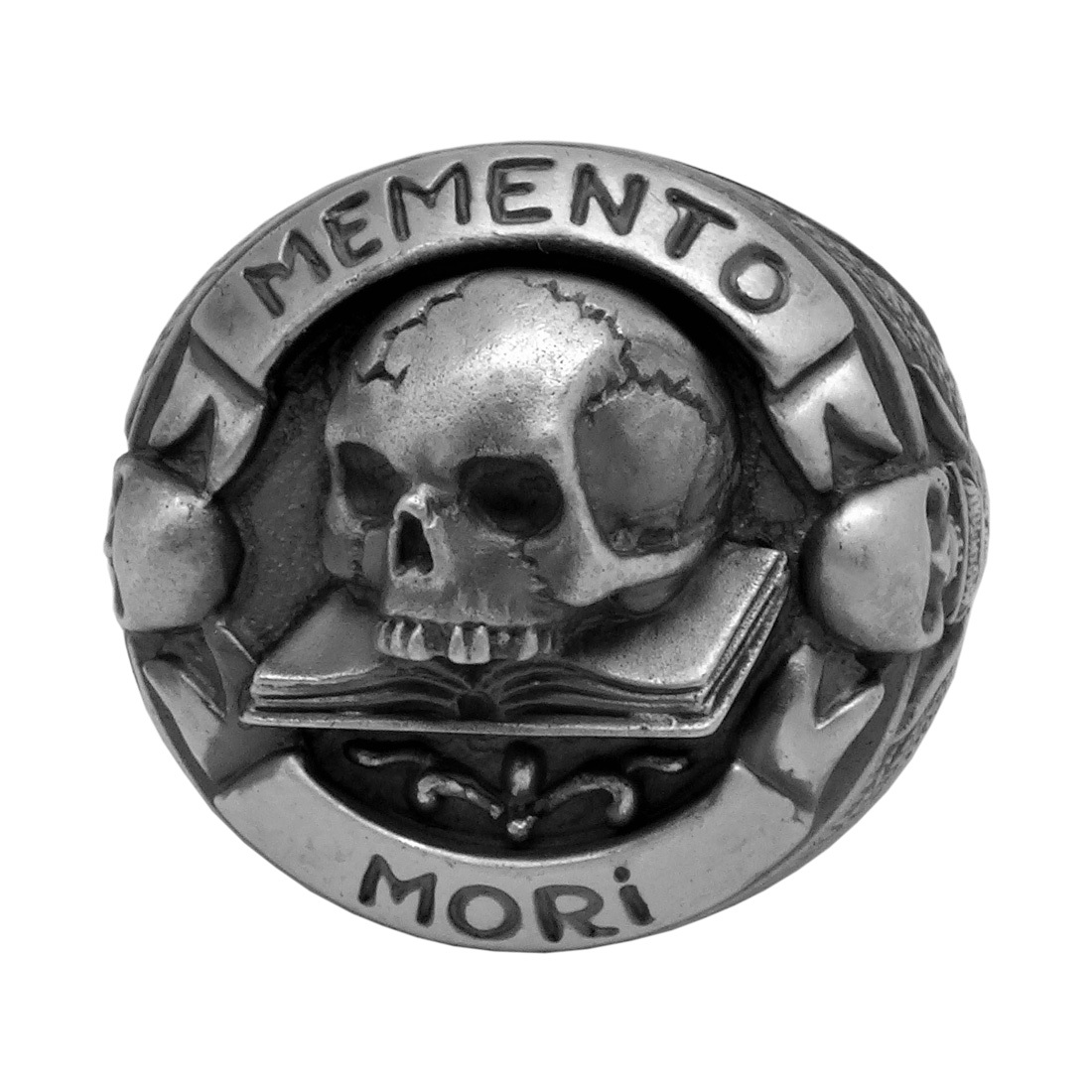 Masonic Sterling Silver 925 Skull over Book Memento Mori Men’s Ring US Sizes