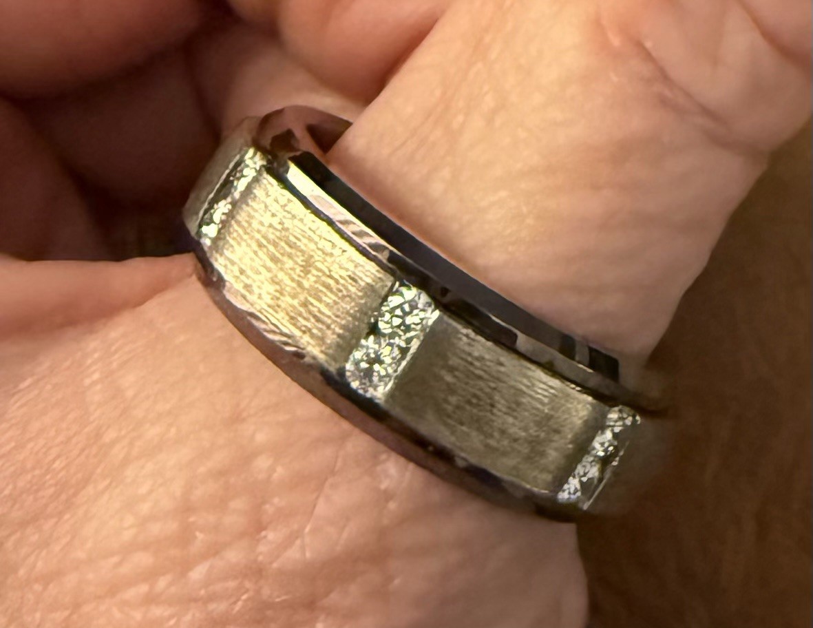 Men’s Triton 8mm Tungsten Diamond Ring Satin Finish Espresso Size 9.5