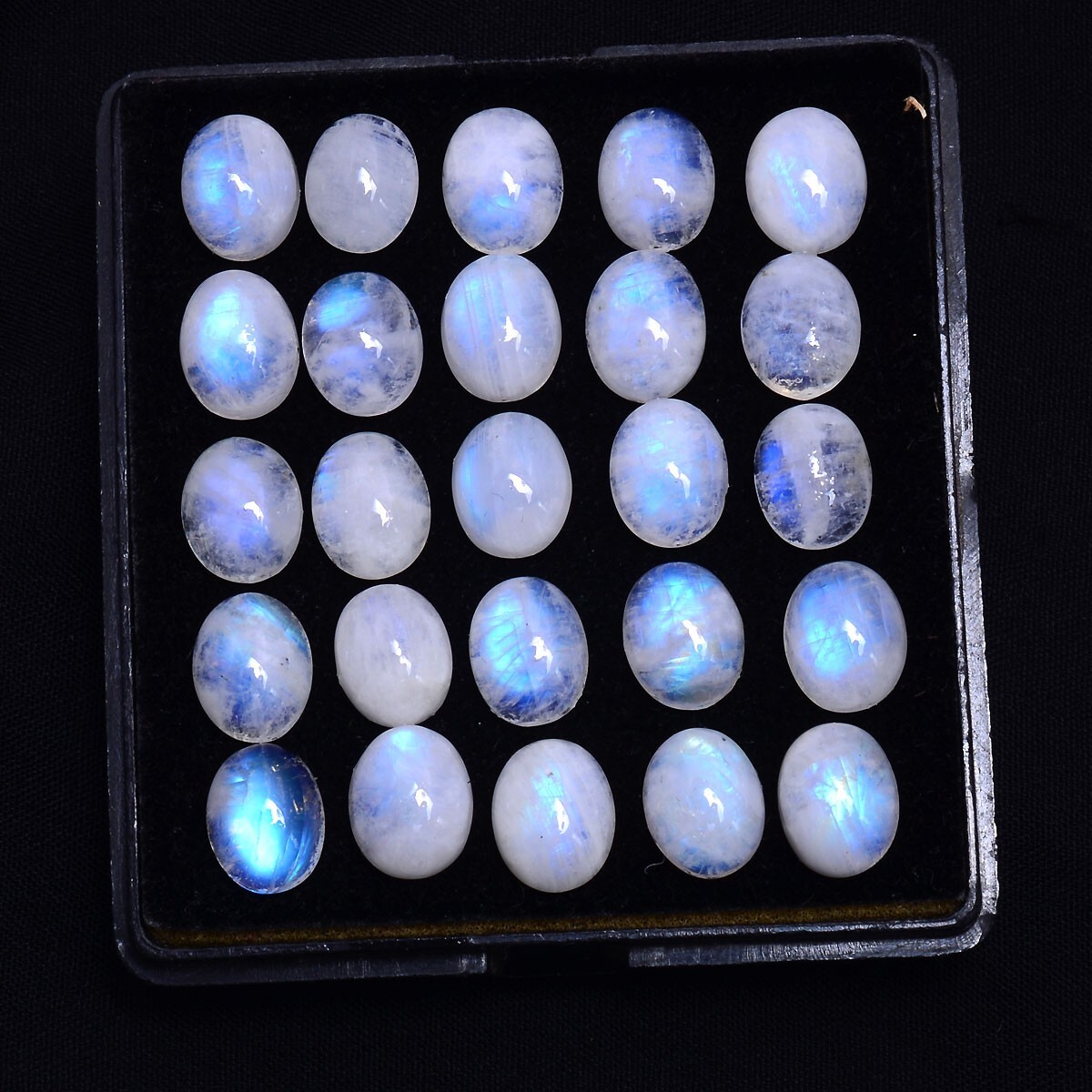 42 Pcs Natural Blue Shine Moonstone Cabochon Untreated 10mm*8mm Loose Gemstones