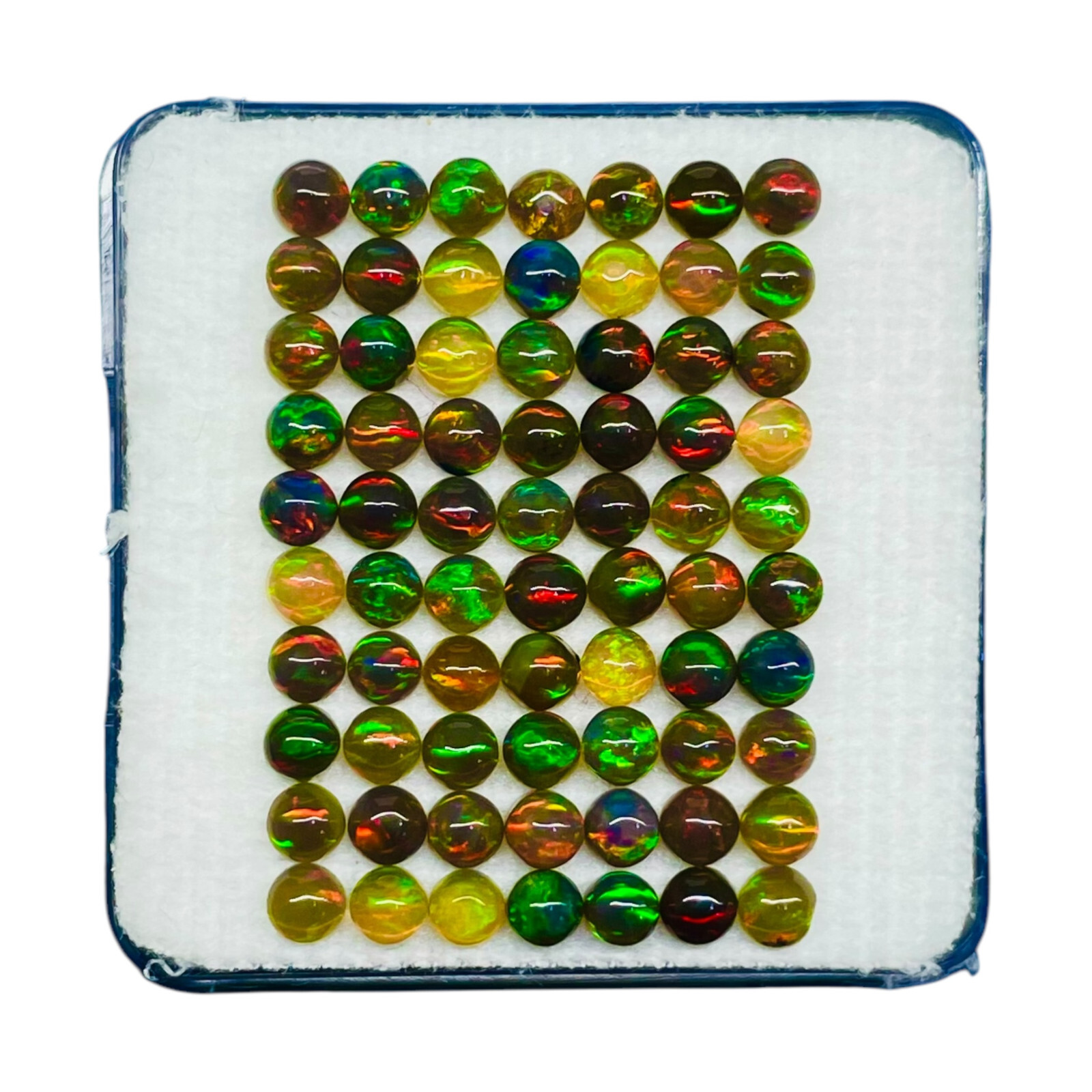 50 Pcs Natural Ethiopian Black Opal 3mm Round Flashy Loose Cabochon Gemstone Lot