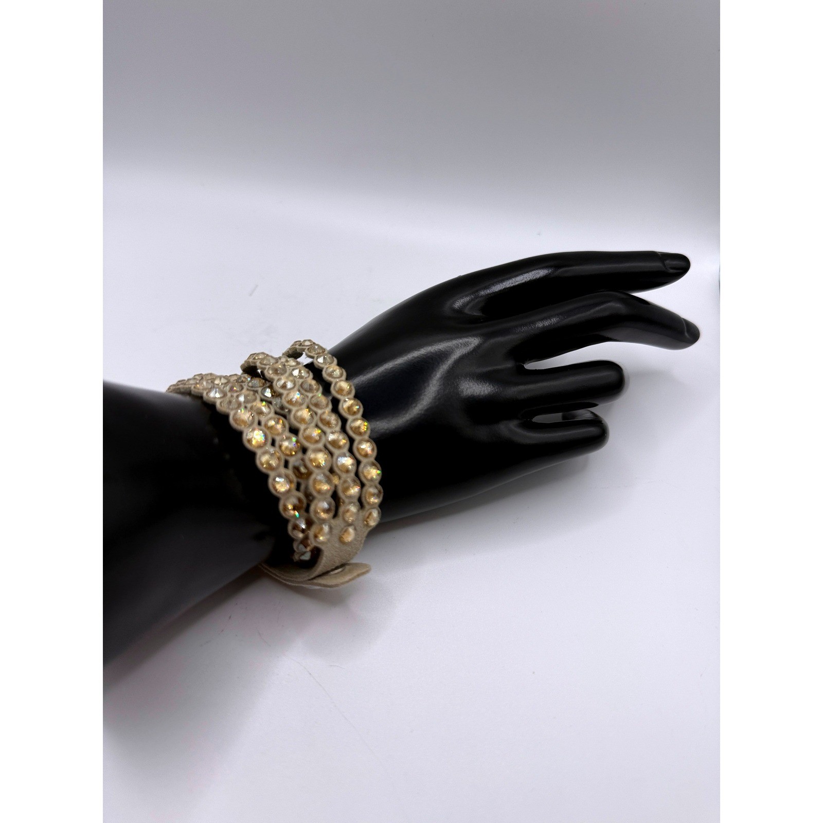 Swarovski Power Collection Crystal Wrap Bracelet Beige Alcantara Choker 5511698