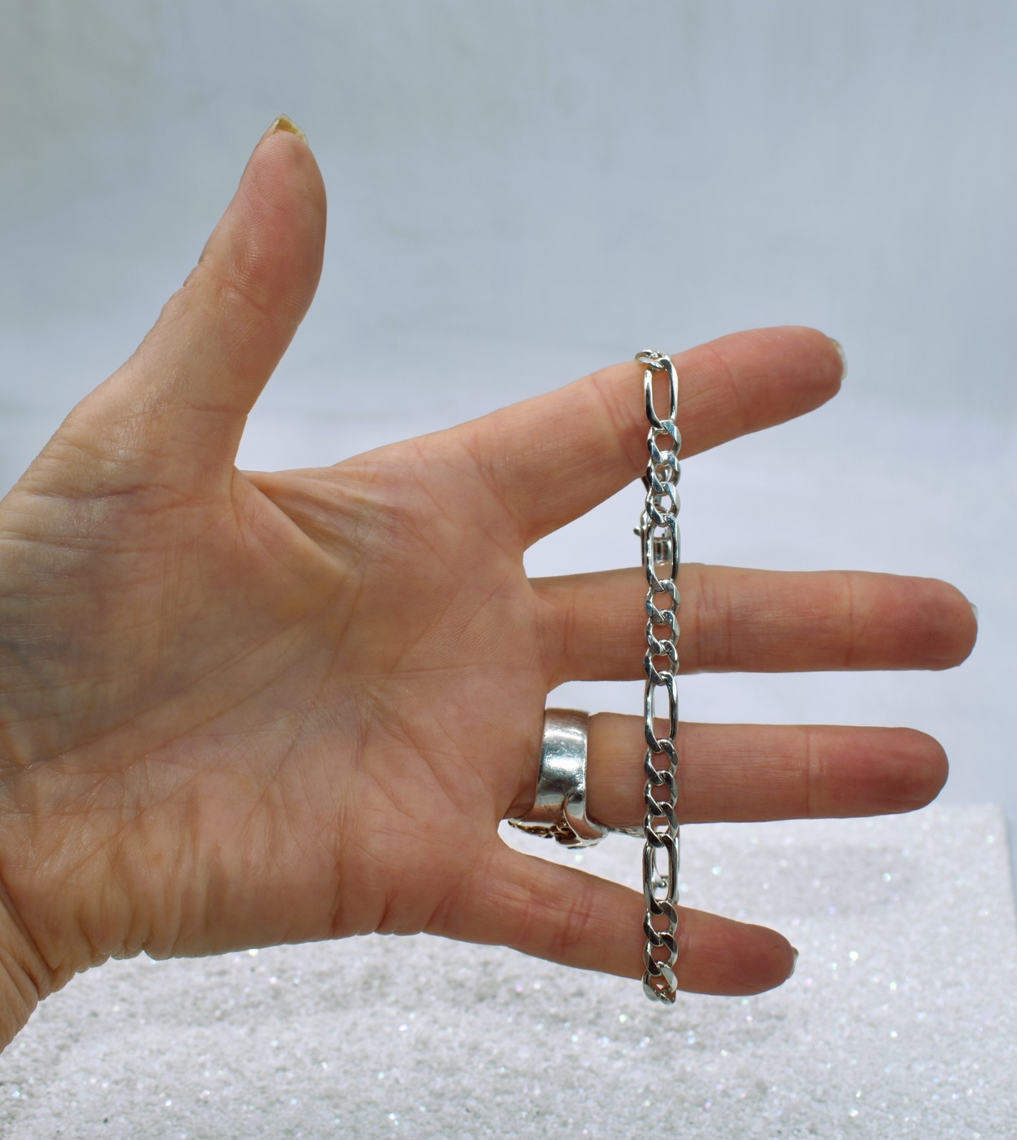 Italian Figaro 5.5 mm Sterling Silver Bracelet 8-3/4 inch 9.2 grams