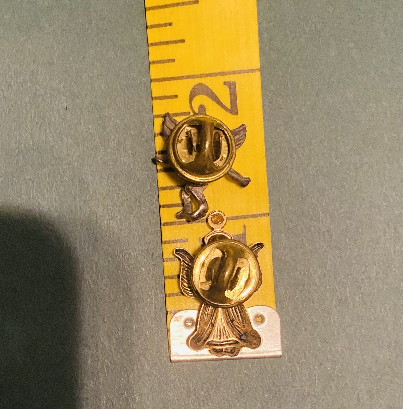 Vintage 2 Angel Gold Tone And Cherub Silver Tone Lapel Pins A705