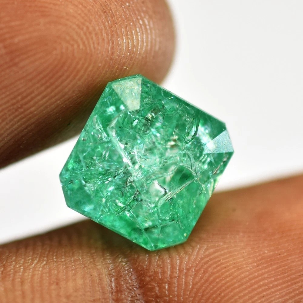 11x11mm Asscher Cut Natural Green Emerald Certified Jewelry Gemstone AAA