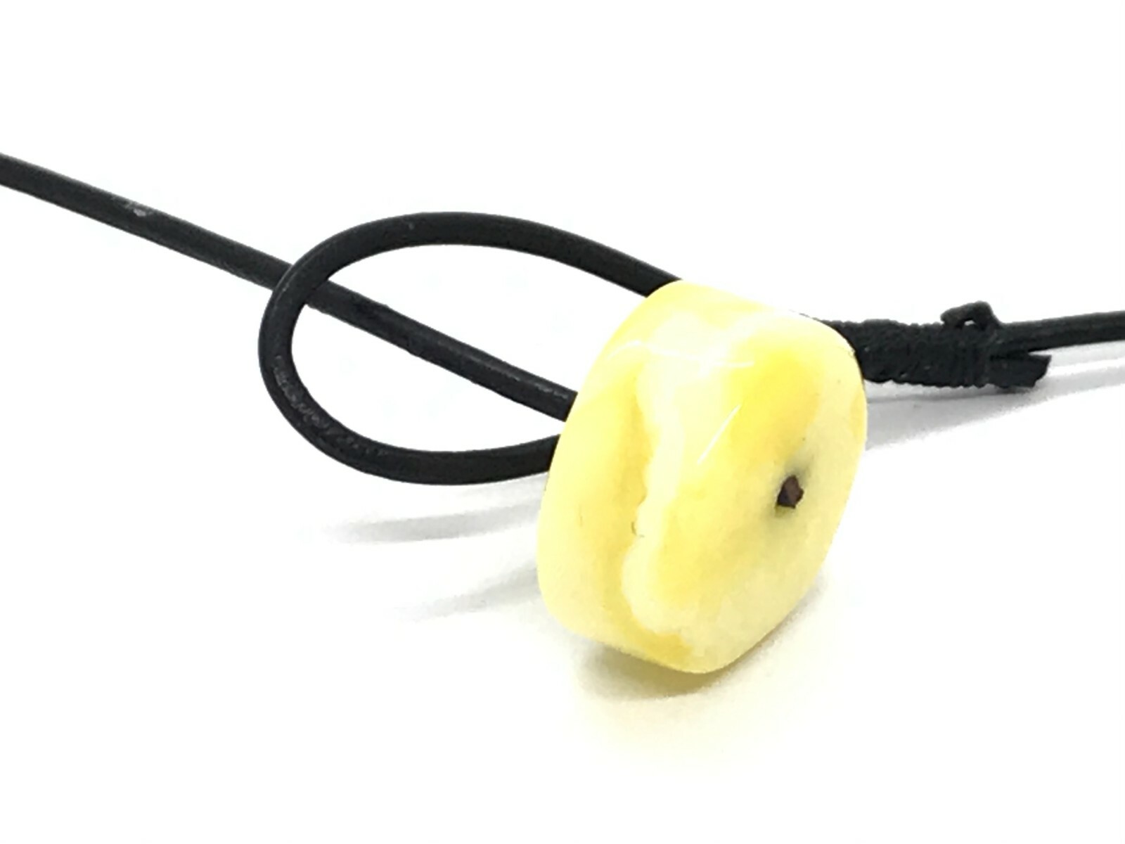 AMBER NECKLACE Gift Luxury Royal Yellow White BALTIC Beads Black Cord 30g 15365