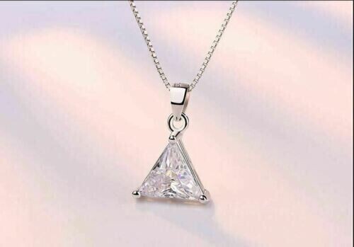2 Ct Trillion Cut Simulated Diamond Women’s Charm Pendant 14k White Gold Plated