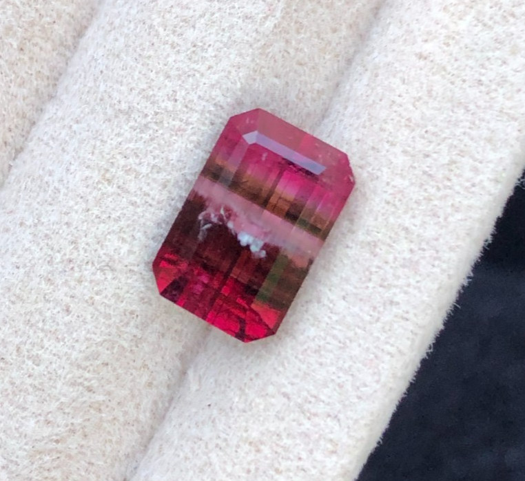 Emerald Cut Quad Color Natural Tourmaline Gemstone: 3 Carats