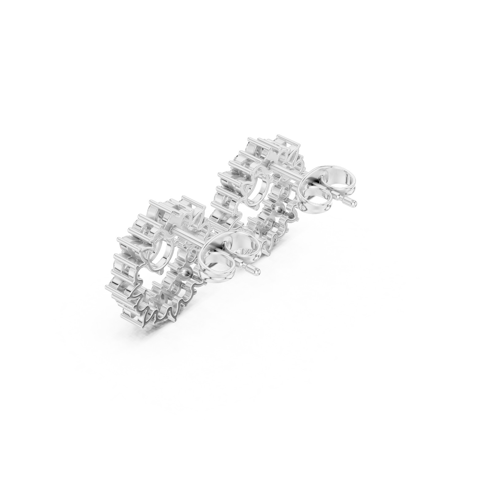 Certified VVS1 D Natural Diamond Flora Cosmos Halo Stud Earrings 14k Gold Over