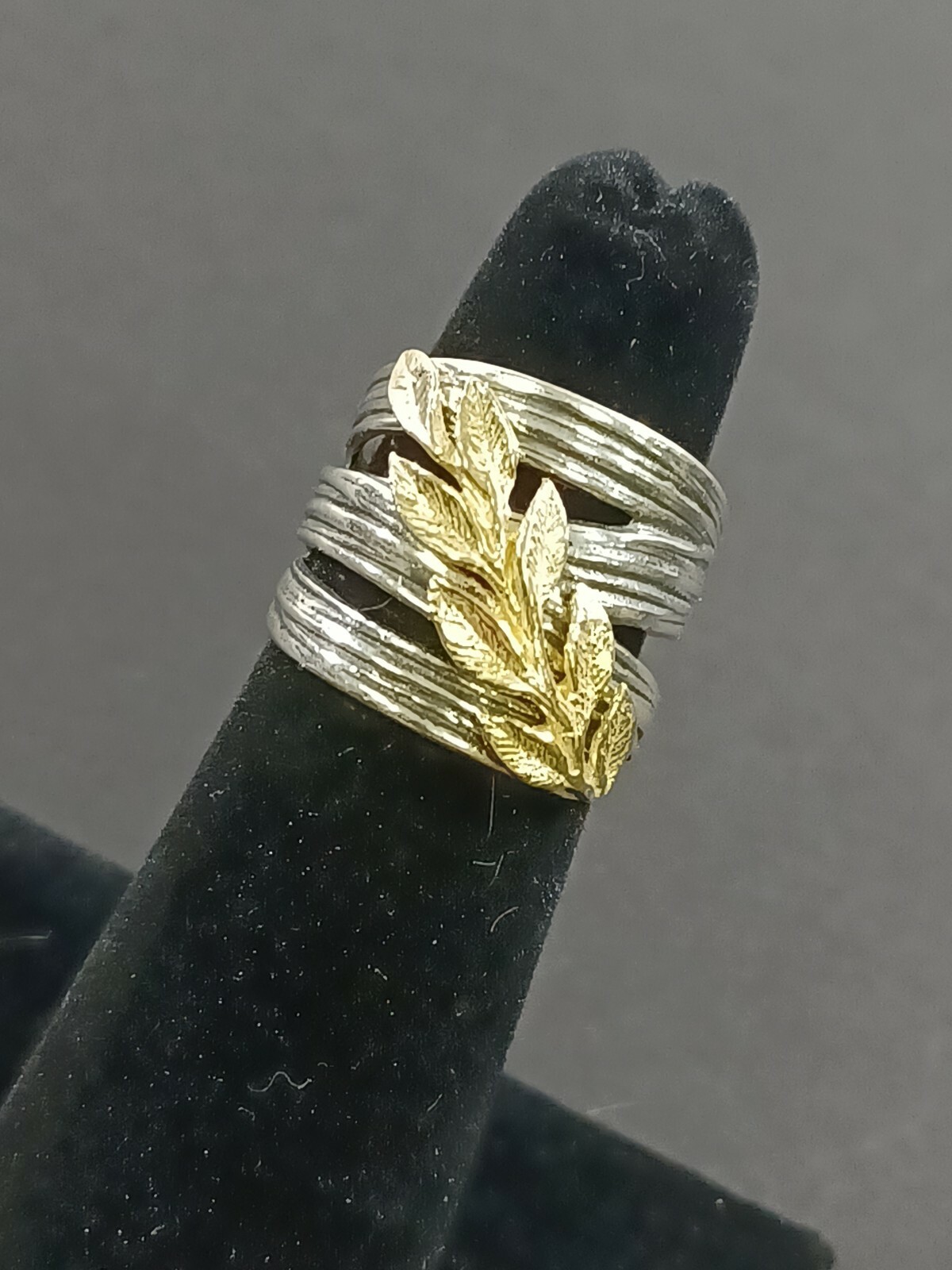 PZ PAZ Creations Sterling Silver Handmade Custom Leaf and Vine 5.25sz ring 6.6gr