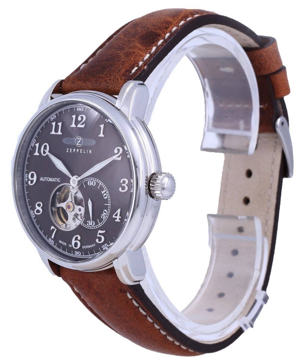 Zeppelin LZ127 Graf Open Heart Leather Brown Dial Automatic Z76664 Men’s Watch
