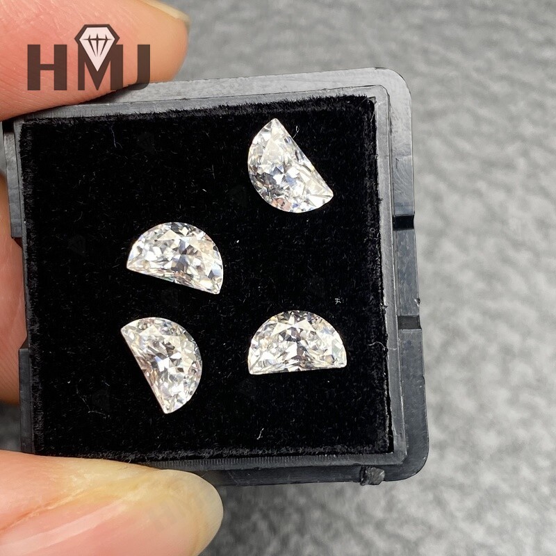 Wholesalers Special Moissanite Loose Stones Half Moon Gemstone White D Color DIY
