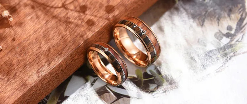 Bagues en acier inoxydable pour hommes, 8mm, couleur argent, bois de cerf brossé