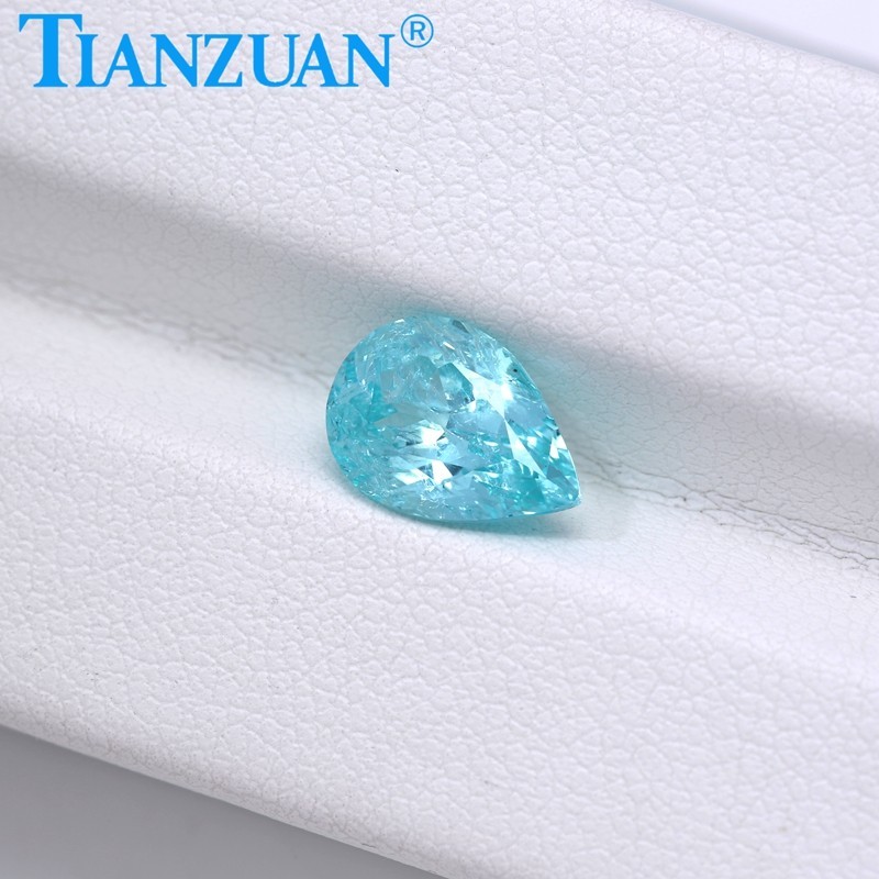 Synthetic YAG Pear Shape Neon Blue Color with inclusions loose Gemstones