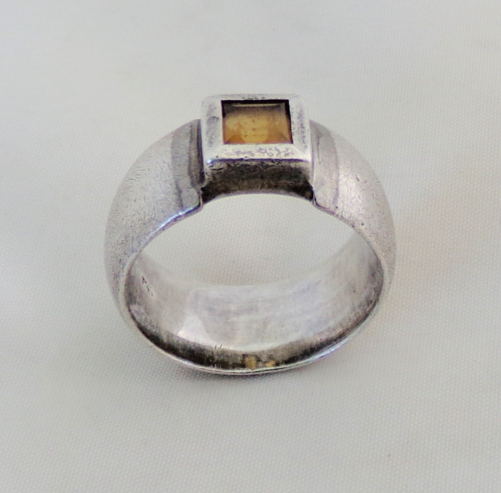 Sterling Silver & Palladium Band w/ Square Cut Citrine – Size 6 Ring – Hyde Park
