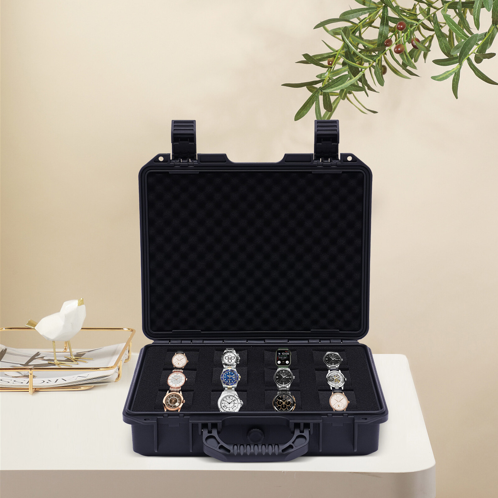Watch Collectors Display Storage 12/15 Slots Briefcase Watch Storage Box Case