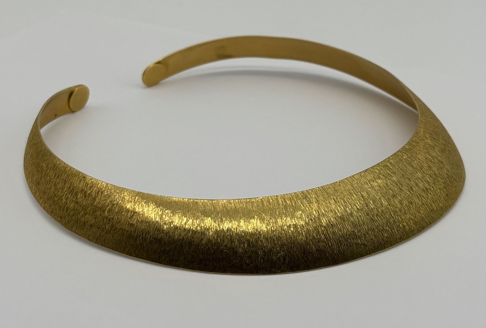 Vintage Milor Italy Brushed Textured Bronze Collar Torque Choker Necklace Signed