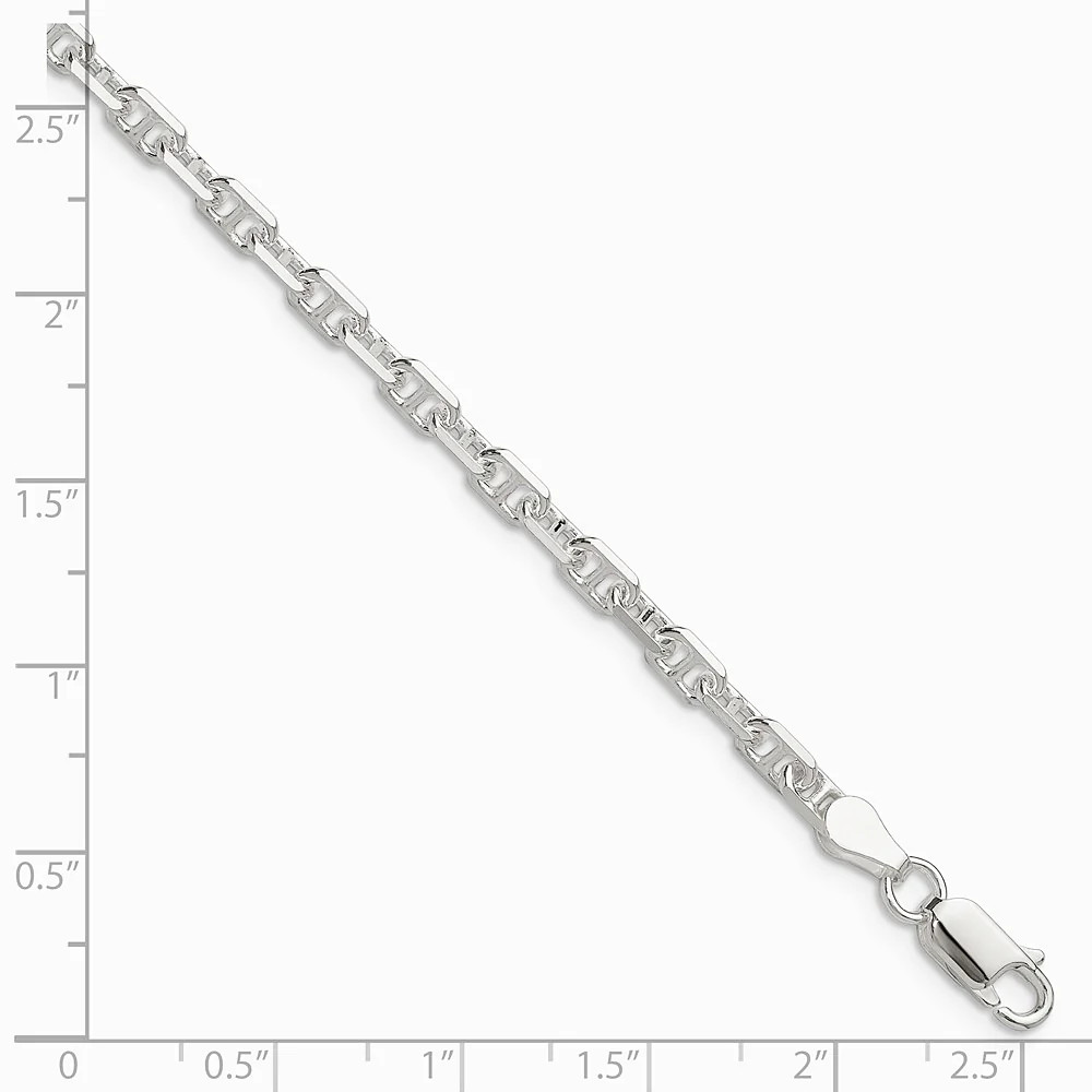 Sterling Silver Pol. And Diamond-Cut 3.75mm Mariner Link Chain Bracelet 7″-8″